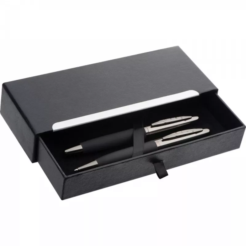 Zestaw piśmienny długopis i pióro wieczne Mark Twain VALENTIN - czarny (1339203)