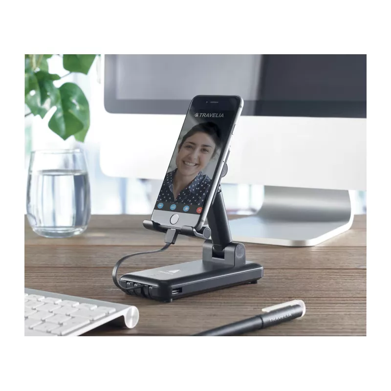 Powerbank 10 000 mAh z podstawką na telefon AVELI - Czarny (MO6863-03)