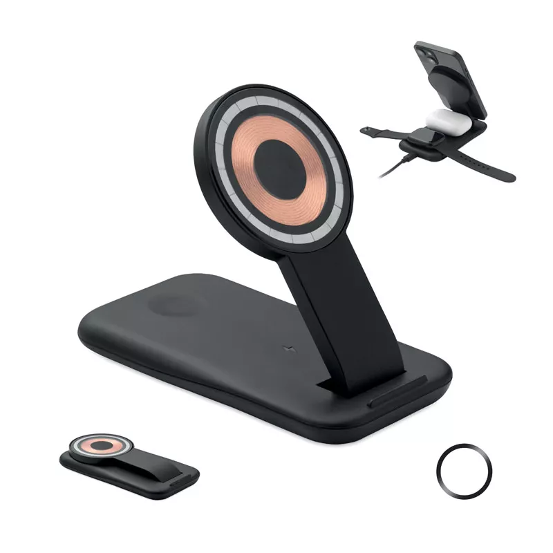 Stacja ładująca 3 w 1 magnetyczna 15W PENDOLESS - Czarny (MO2749-03)