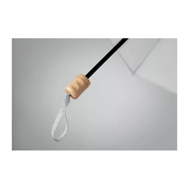 Parasol składany 21" z RPET z drewnianą rączką TRALEE - Bialy (MO9604-06)