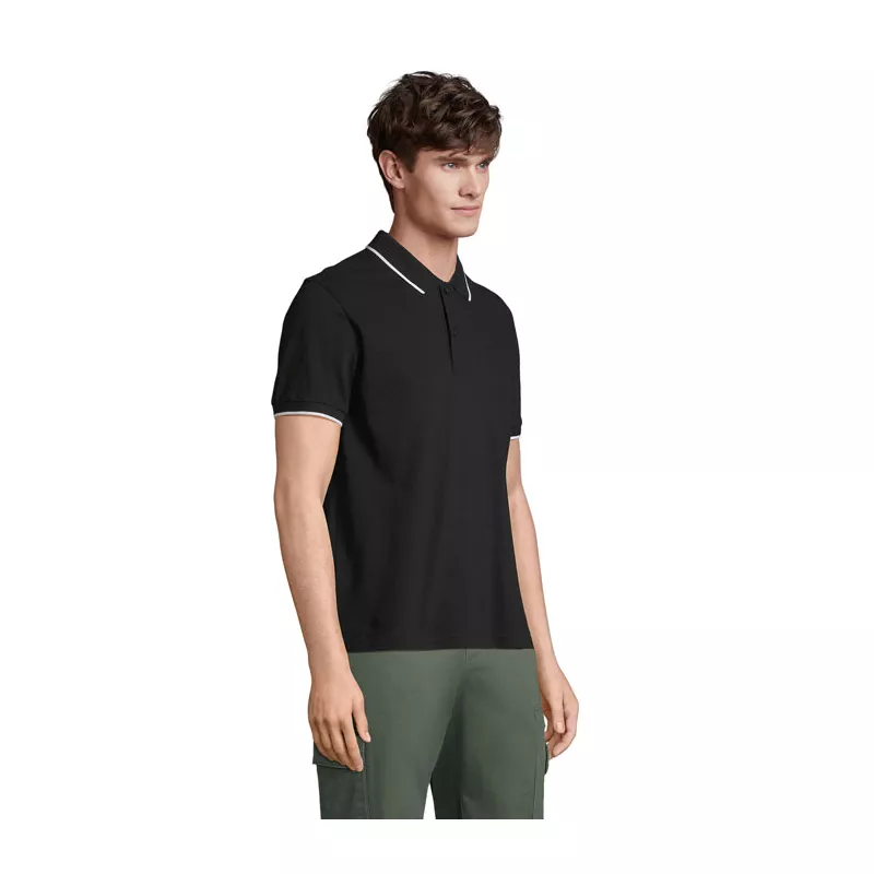 Koszulka polo unisex z prążkiem Sol's PALERMO - Negro/Blanco (S04769-BC)