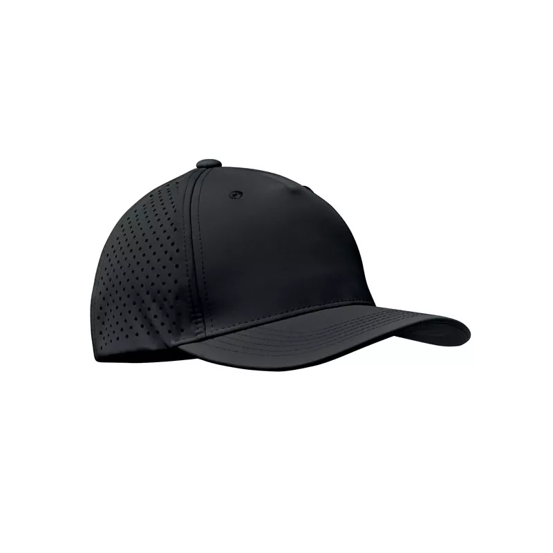 Czapka z daszkiem sportowa 5-panelowa 130 g/m² CAPO - Czarny (MO2543-03)