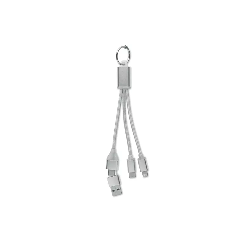 Kabel do ładowania 4 w 1 z brelokiem BLUE - Srebrny (MO2141-14)