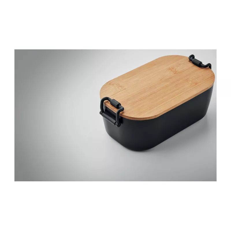 Lunchbox z PP z bambusową pokrywką 700 ml LEKKER - Czarny (MO2459-03)