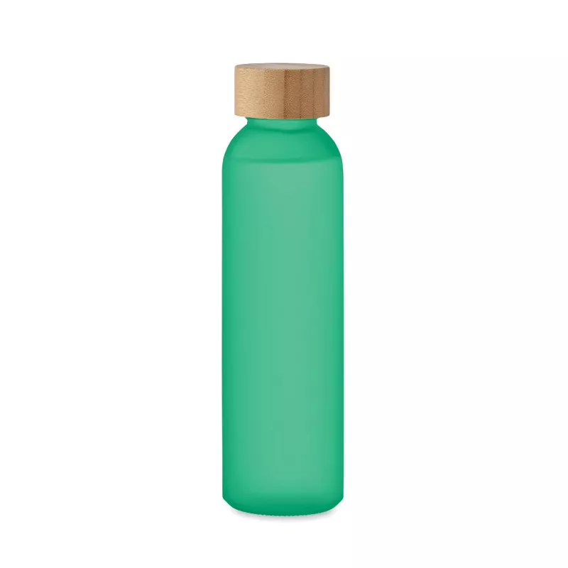 Butelka szklana matowa 500 ml z bambusową zakrętką ABE - Przezroczysty Zielony (MO2105-24)