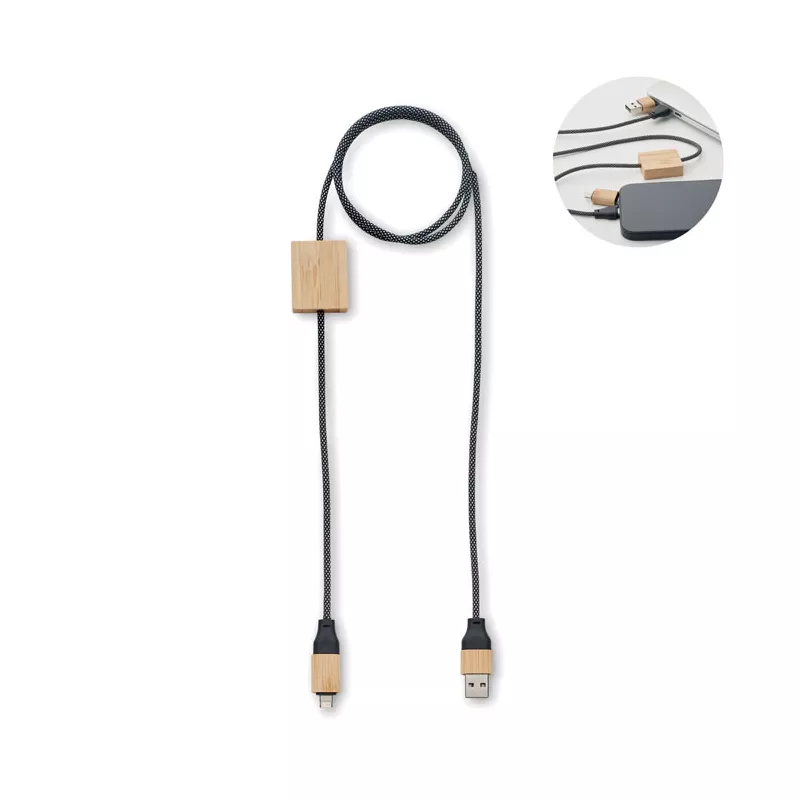 Kabel do ładowania 60W z bambusowymi detalami CABOO - Drewna (MO2520-40)