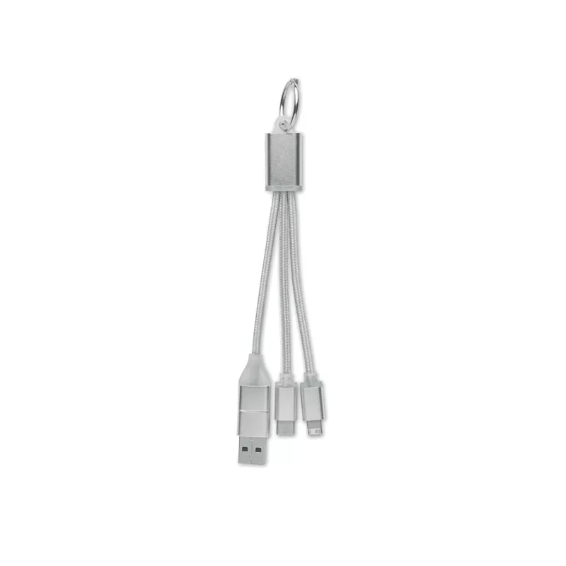 Kabel do ładowania 4 w 1 z brelokiem BLUE - Srebrny (MO2141-14)