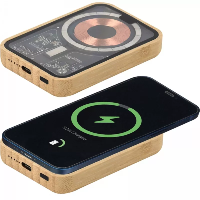 Power bank 5000 mAh z ładowarką indukcyjną Magsafe CONSTANCE - beżowy (3394913)