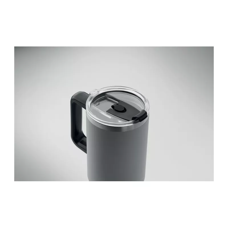 Kubek termiczny stalowy ze słomką 1200 ml SUMA - Szary (MO2327-07)