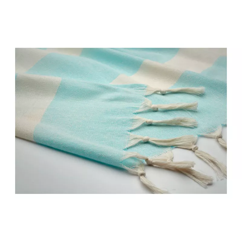 Ręcznik hammam z recyklingu 75x150 cm 140 g/m² AGOURA - Turkusowy (MO6554-12)