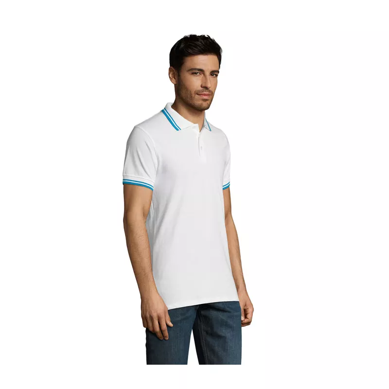 Koszulka polo męska bawełniana 200 g/m² Sol's PASADENA - White/Aqua (S00577-QU)