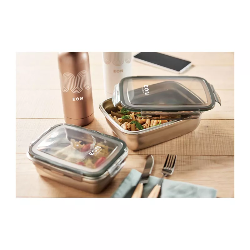Lunchbox ze stali z recyklingu 850 ml LOX - Przezroczysty Szary (MO2343-27)