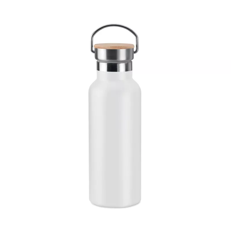 Termos dwuścienny z bambusową pokrywką 500 ml HELSINKI - Bialy (MO9431-06)