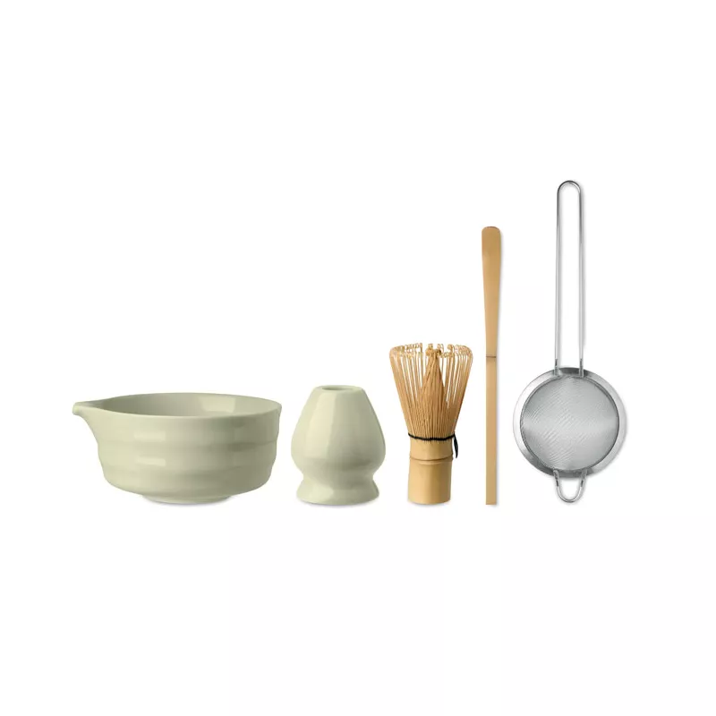 Zestaw do matchy 5 elementów z ceramiczną miską MATCHY - Miętowy Zielony (MO3215-77)