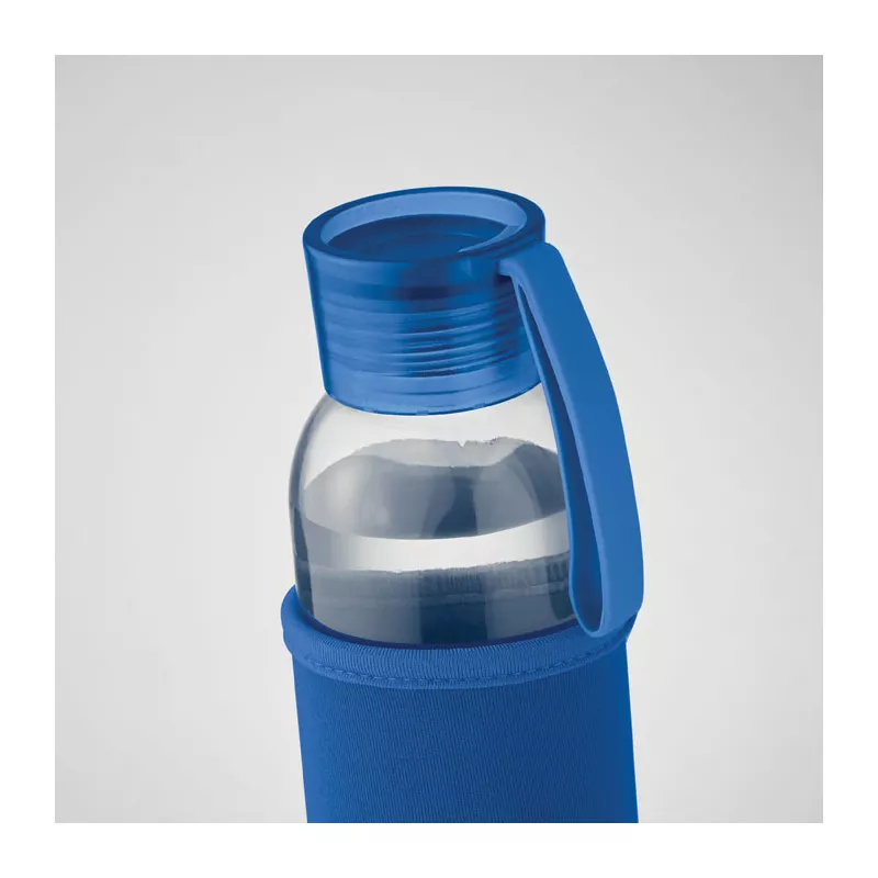 Butelka szklana z recyklingu 500 ml w etui EBOR - Niebieski (MO2089-37)