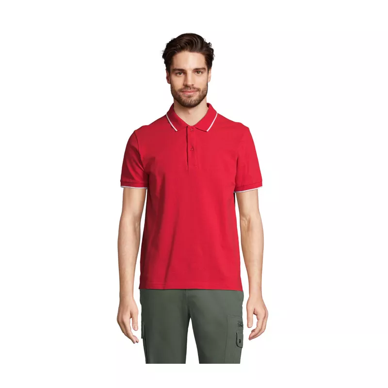 Koszulka polo unisex z prążkiem Sol's PALERMO - Jaskrawoczerwony / Biały (S04769-KA)