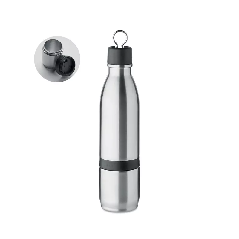Butelka termiczna stalowa 2w1 z kubkiem 500 ml ATERA - Srebrny Mat (MO6948-16)