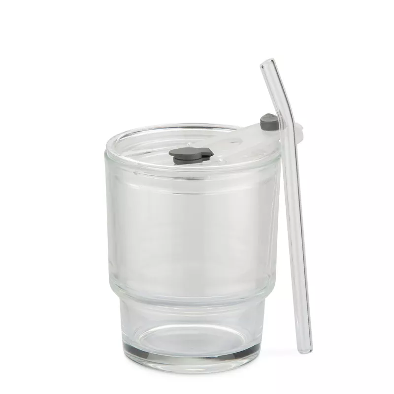Kubek szklany z rurką NOA 350 ml - przezroczysty (16059-00)