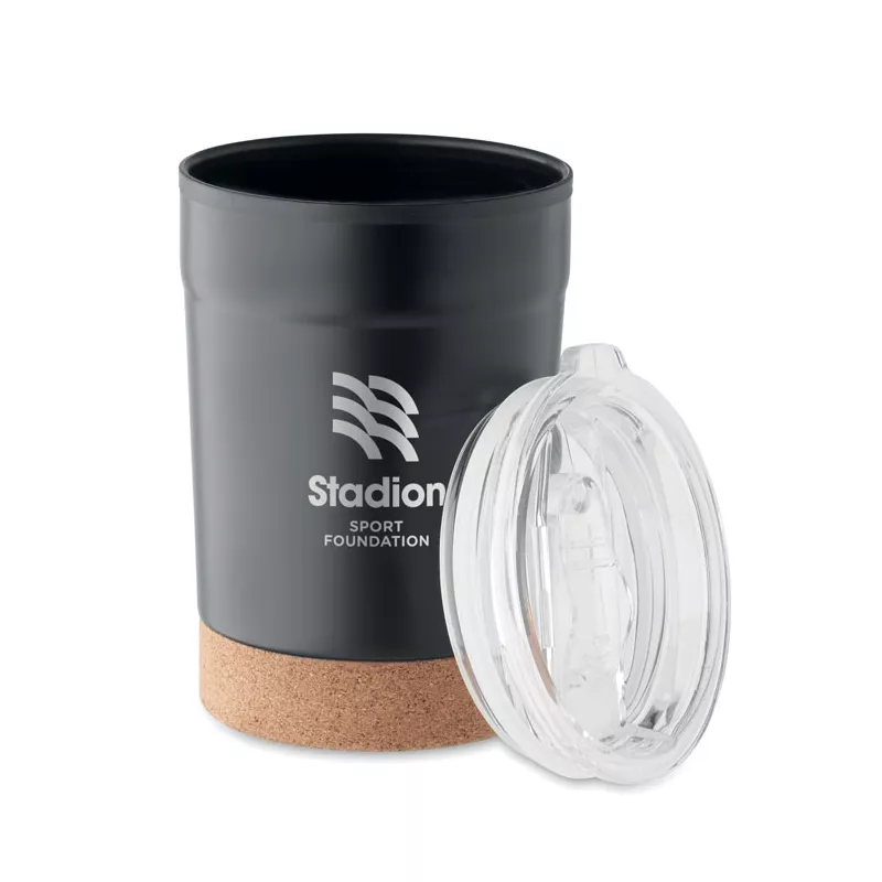 Kubek termiczny 300 ml z korkową podstawką NOMU - Czarny (MO2187-03)