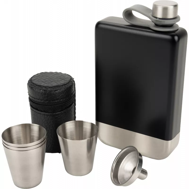 Zestaw piersiówka 266 ml, kieliszki 30 ml i lejek TAHAT Schwarzwolf - czarny (F5001200AJ303)