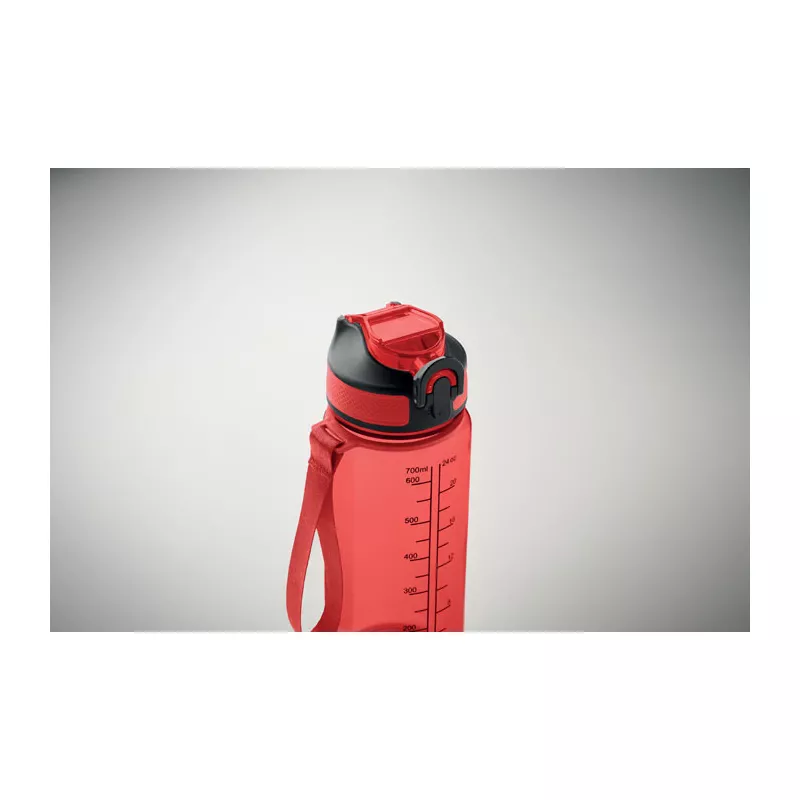 Butelka sportowa motywacyjna z RPET 700 ml ENKEL - Przezroczysty Czerwony (MO2792-25)