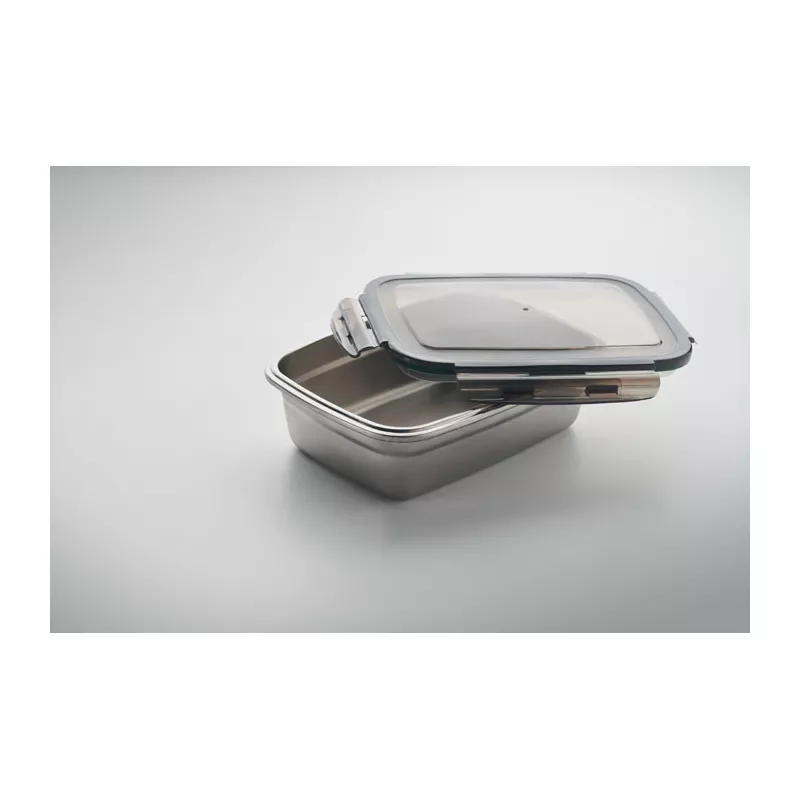 Lunchbox ze stali z recyklingu 850 ml LOX - Przezroczysty Szary (MO2343-27)