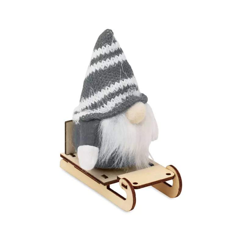 Skrzat świąteczny na drewnianych saniach FROSTY SLEIGH - Szary (CX1588-07)