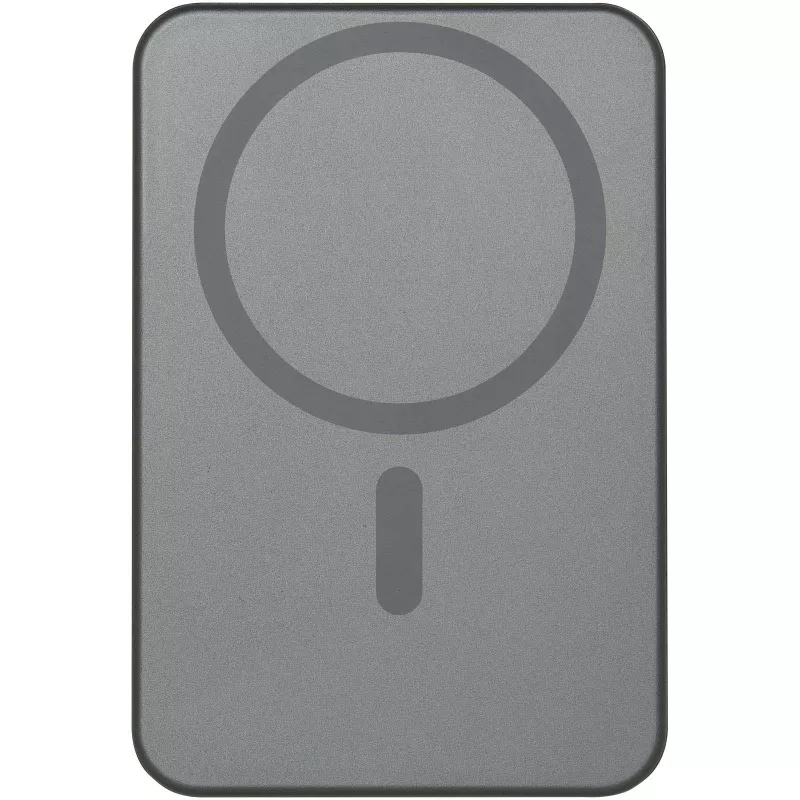 Powerbank Avis 5000 mAh z recyklingowanego aluminium posiadającego certyfikację RCS, z wbudowanym magnesem  - Gun metal (12444382)