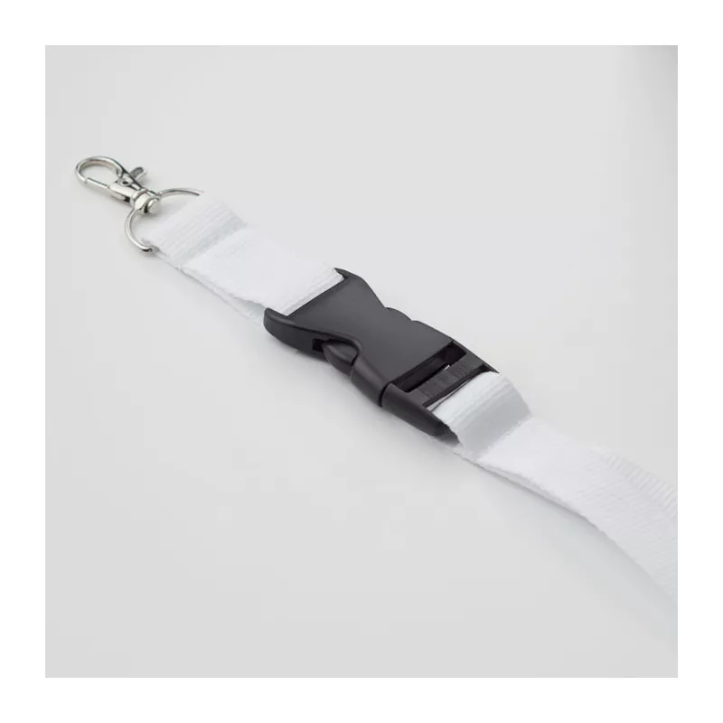 Smycz szeroka 25 mm z karabińczykiem WIDE LANY - Bialy (MO9661-06)
