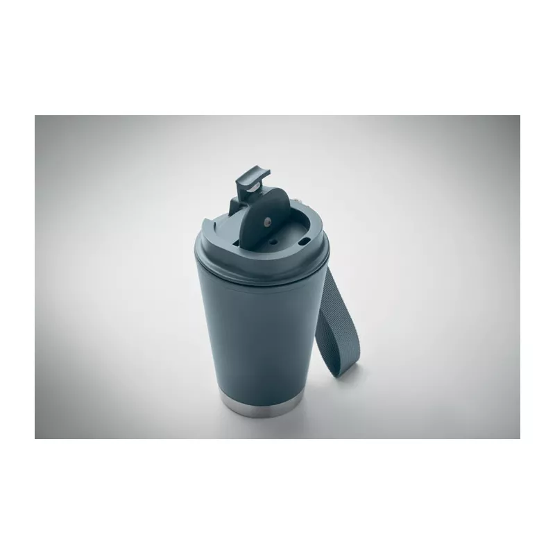 Kubek dwuścienny z PP z paskiem 300 ml TOPIZ - Petrol (MO2596-20)
