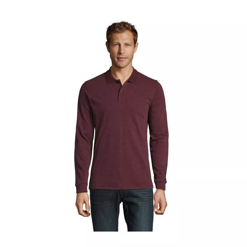 Polo męskie 180 g/m² Sol's PERFECT LSL MEN - Melanż Czerwonobrunatny (S02087-HX)