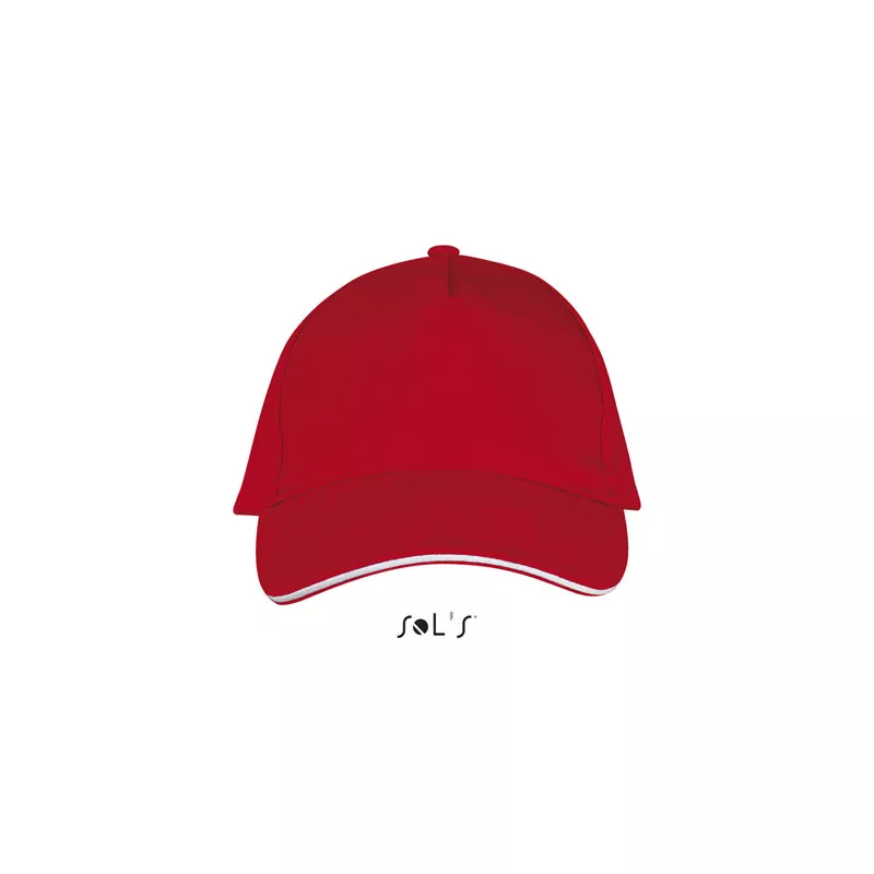 Czapka z daszkiem 5-panelowa 260 g/m² Sol's LONG BEACH - Rojo/Blanco (S00594-RE)