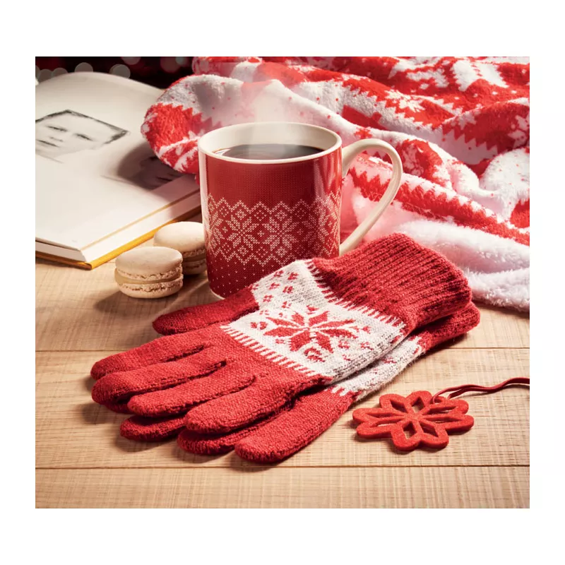 Zestaw prezentowy kubek 300 ml i rękawiczki COPITO SET - Czerwony (CX1557-05)