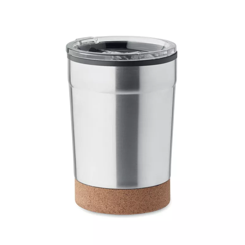 Kubek termiczny 300 ml z korkową podstawką NOMU - Srebrny Mat (MO2187-16)