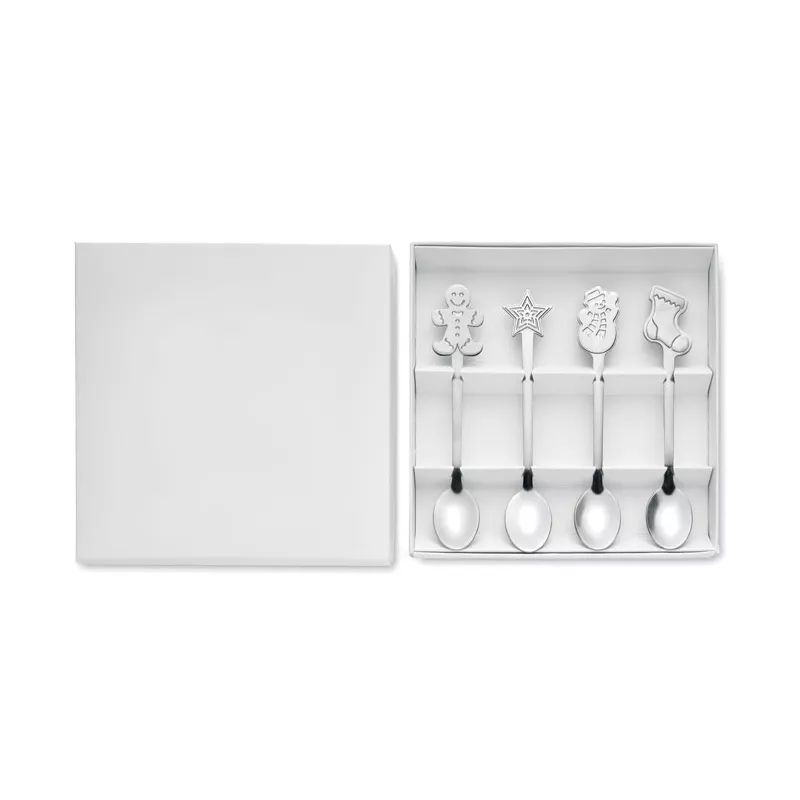 Łyżeczki do herbaty świąteczne 4 szt. CHIP SET - Srebrny Mat (CX1533-16)