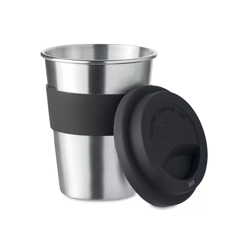 Kubek stalowy jednościenny z pokrywką 350 ml IRMUG - Czarny (MO6257-03)