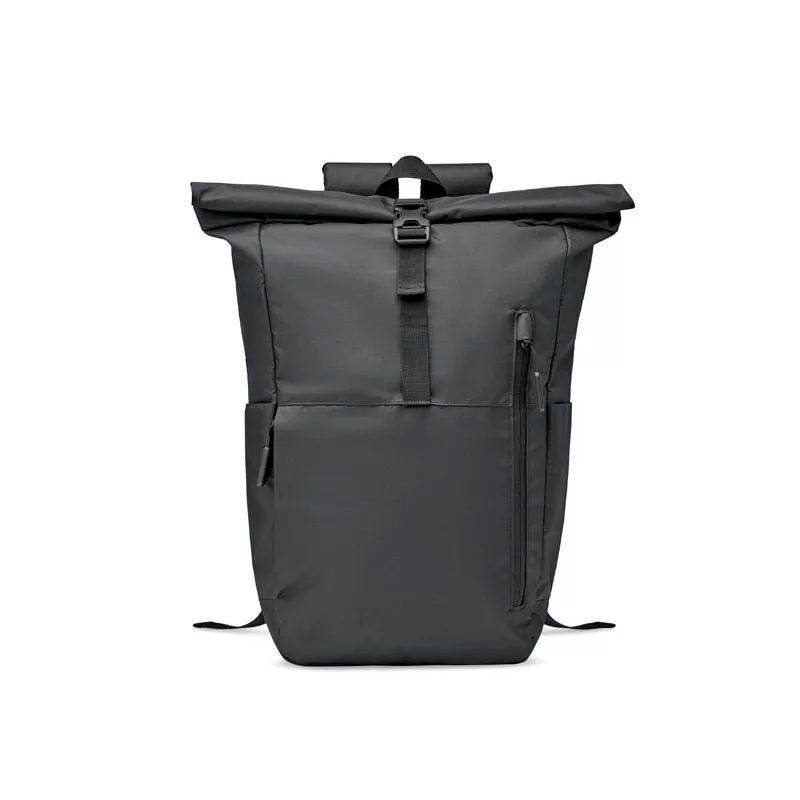 Plecak rolltop na laptop 15" z RPET VALLEY ROLLPACK - Czarny (MO2051-03)