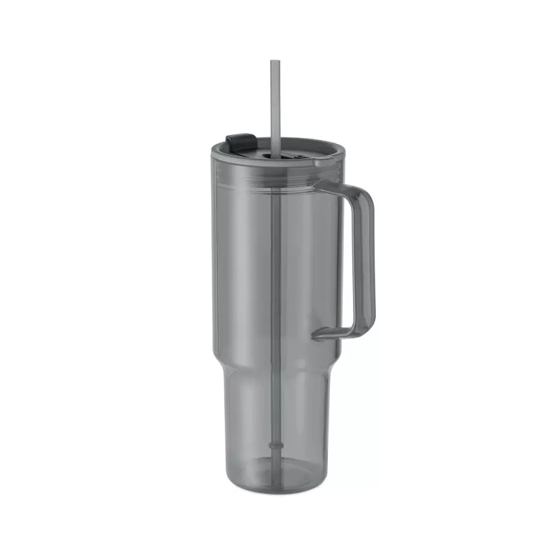 Kubek z RPET ze słomką 1200 ml MUGORA - Przezroczysty Szary (MO2964-27)