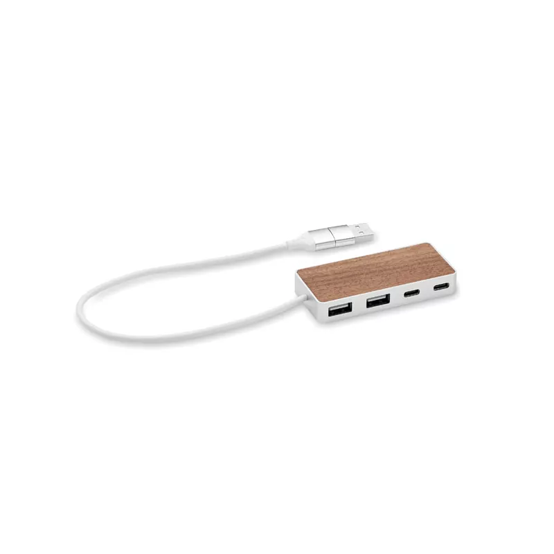 Hub USB 4-portowy z aluminium i orzecha UBAH - Drewna (MO2387-40)