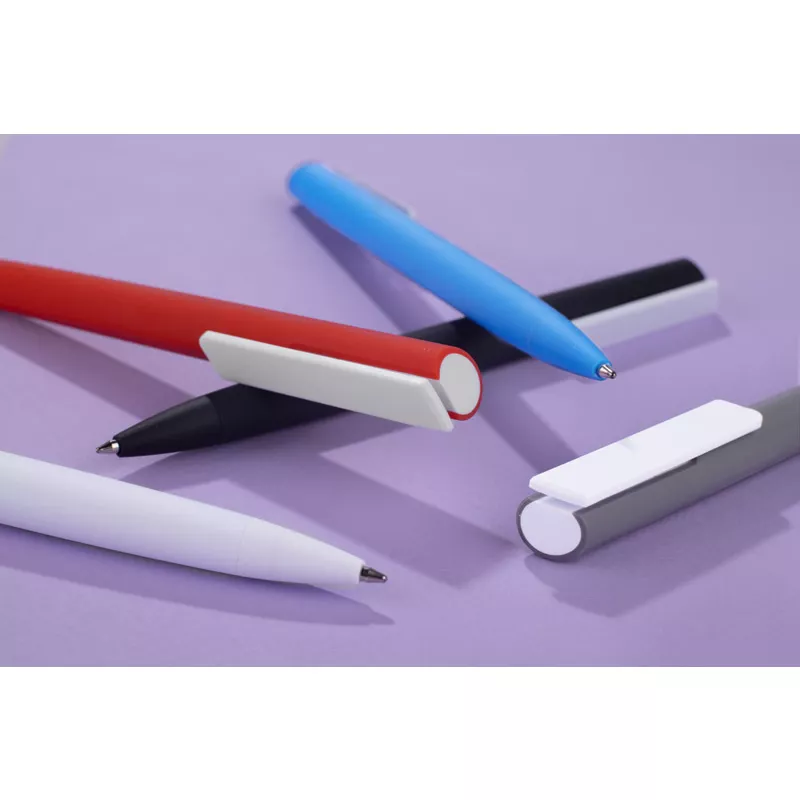 Długopis plastikowy z matową powłoką soft touchALEO - szary (19499-14)