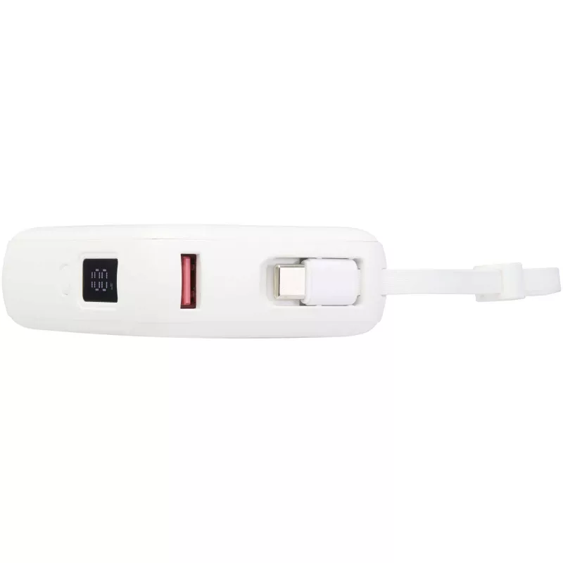 Acrux powerbank do tabletu o pojemności 10 000 mAh i mocy 35 W z wbudowanym kablem typu C - wykonany z tworzyw sztucznych pochodzących z recyklingu. - Biały (12445001)