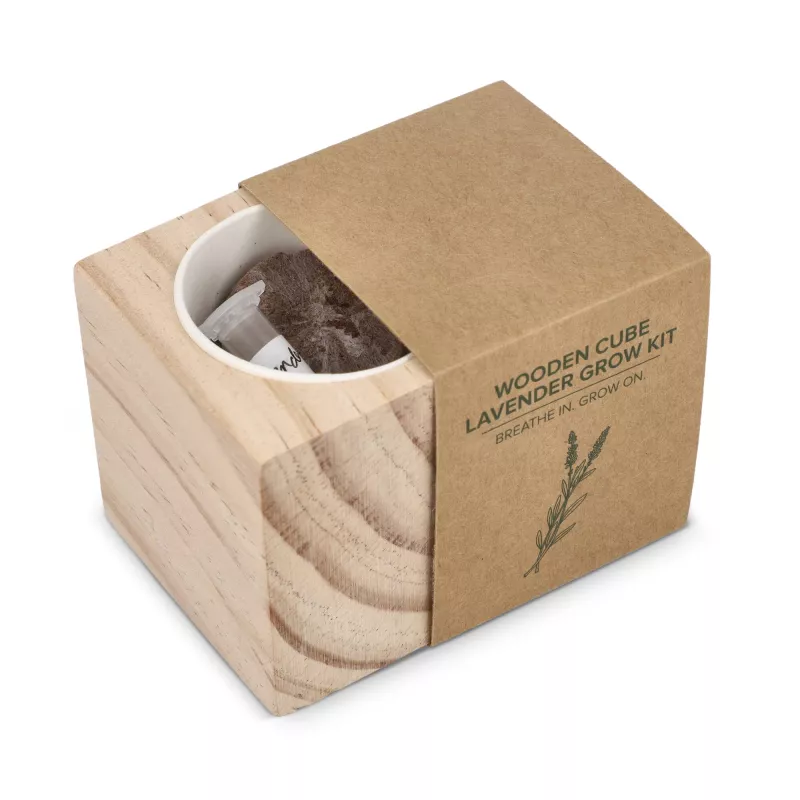 Zestaw drewnianych doniczek FSC – lawenda - naturalny-t (LT94575-N0094)