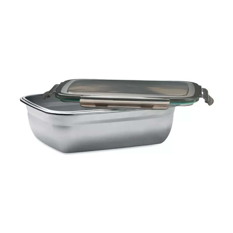 Lunchbox stalowy 1500 ml z przegrodą LOX PLUS - Przezroczysty Szary (MO2344-27)