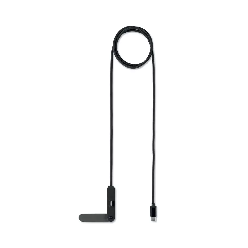 Kabel USB-C 60W z podstawką na telefon NIFTY - Czarny (MO3192-03)