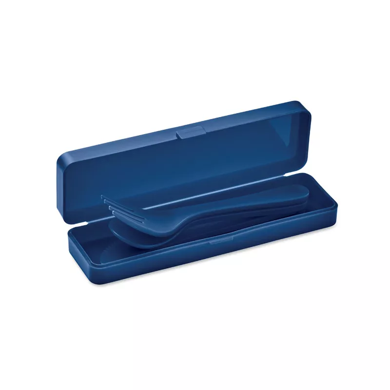 Zestaw 3 sztućców z PP w etui RIGATA - Niebieski (MO6661-04)