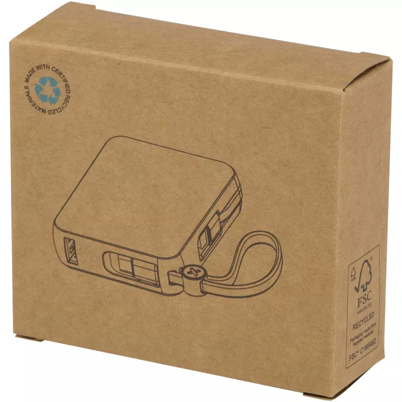 Acrux powerbank do tabletu o pojemności 10 000 mAh i mocy 35 W z wbudowanym kablem typu C - wykonany z tworzyw sztucznych pochodzących z recyklingu. - Biały (12445001)