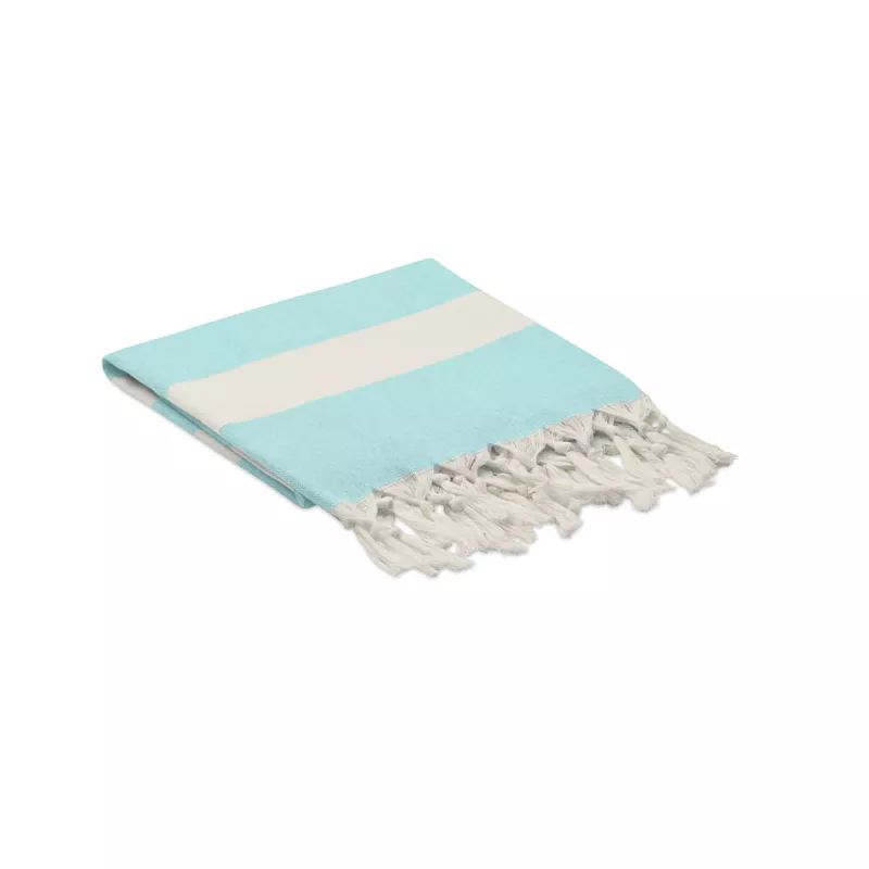 Ręcznik hammam z recyklingu 75x150 cm 140 g/m² AGOURA - Turkusowy (MO6554-12)