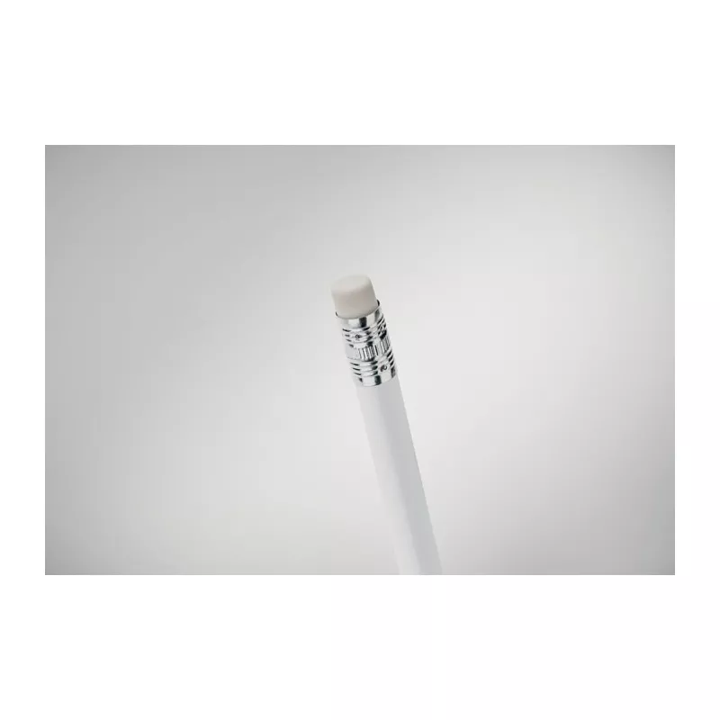 Ołówek z naturalnego drewna z gumką STOMP SHARP - Bialy (MO2248-06)