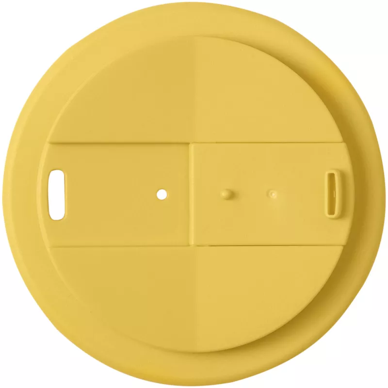 Kubek Americano® Eco z recyklingu o pojemności 350 ml z pokrywą odporną na zalanie - Czarny-Żółty (21042511)