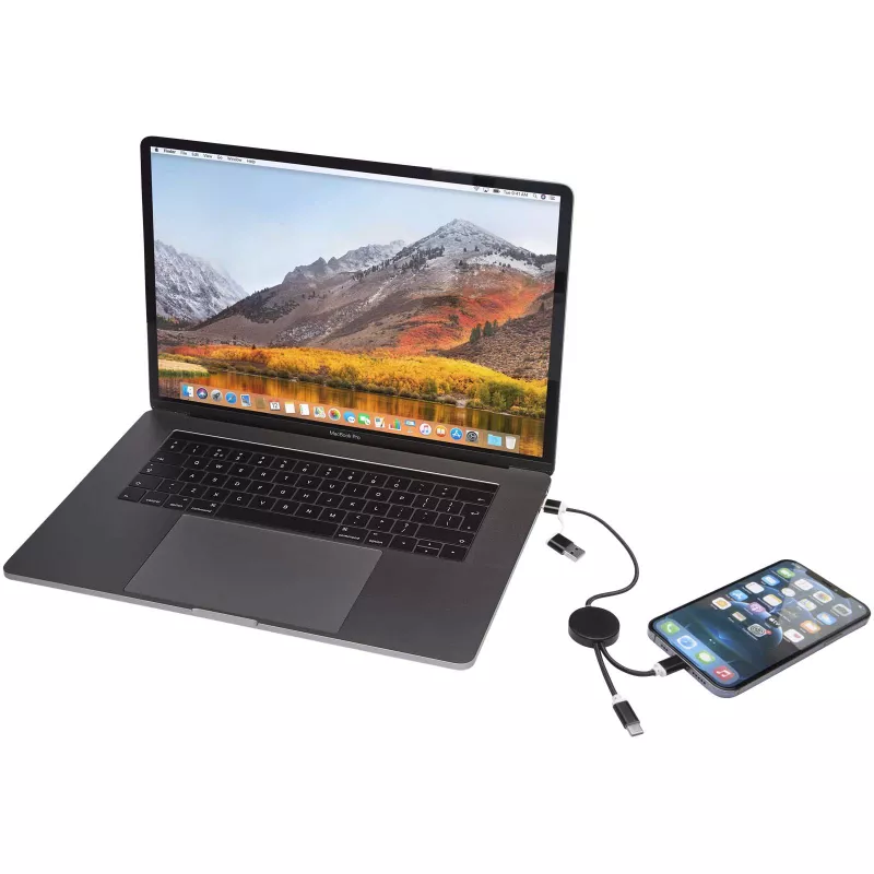 Alasia kabel do synchronizacji danych i szybkiego ładowania 5 w 1 27 W o długości 30 cm z tworzyw sztucznych i aluminium pochodzących z recyklingu - Czarny (12442490)